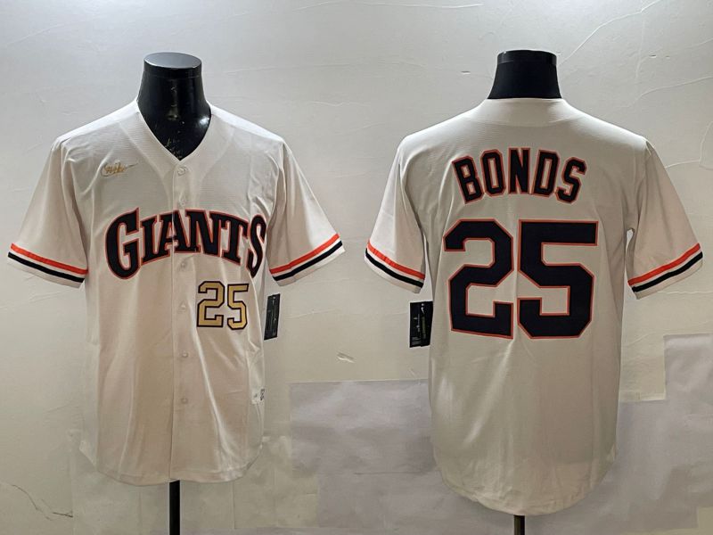 Men San Francisco Giants #25 Bonds Cream Throwback 2025 Nike MLB Jersey style 3